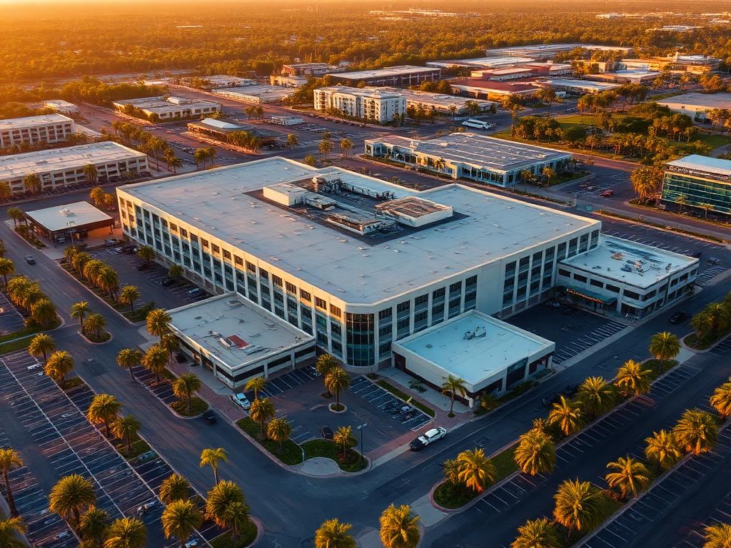 Aerial drone photography of a commercial property