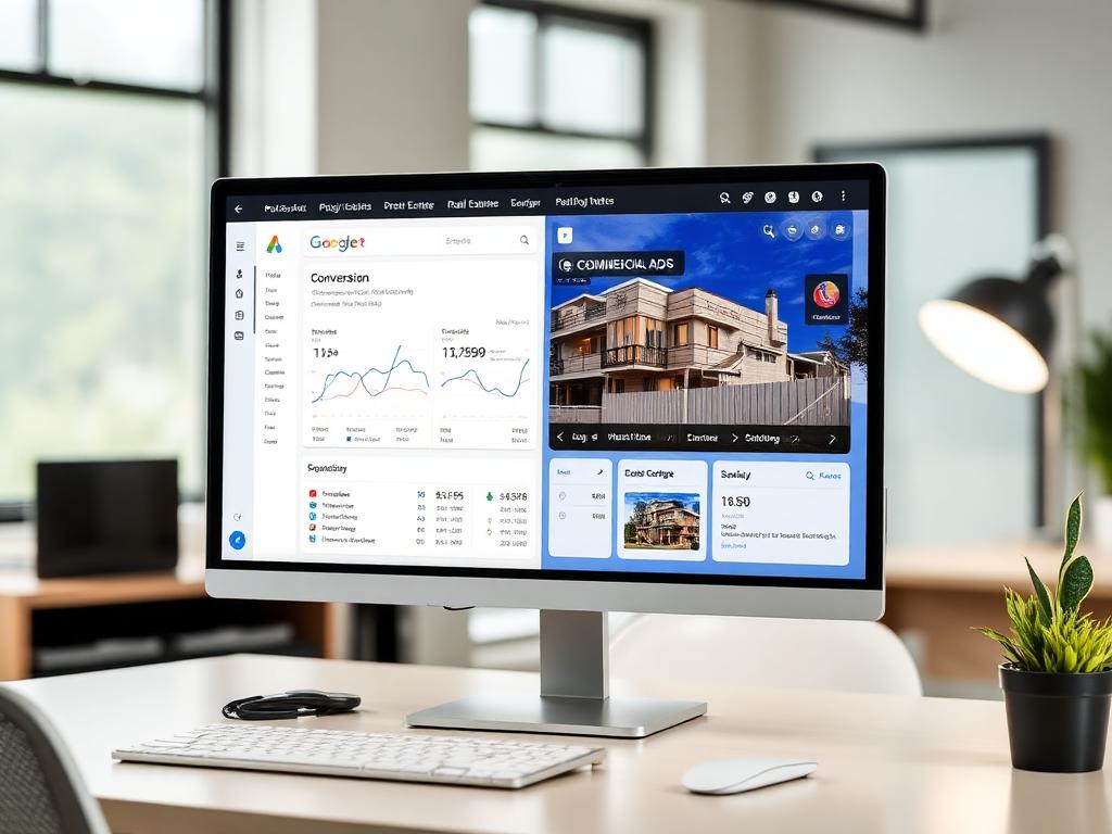 Google Ads dashboard for commercial property campaigns